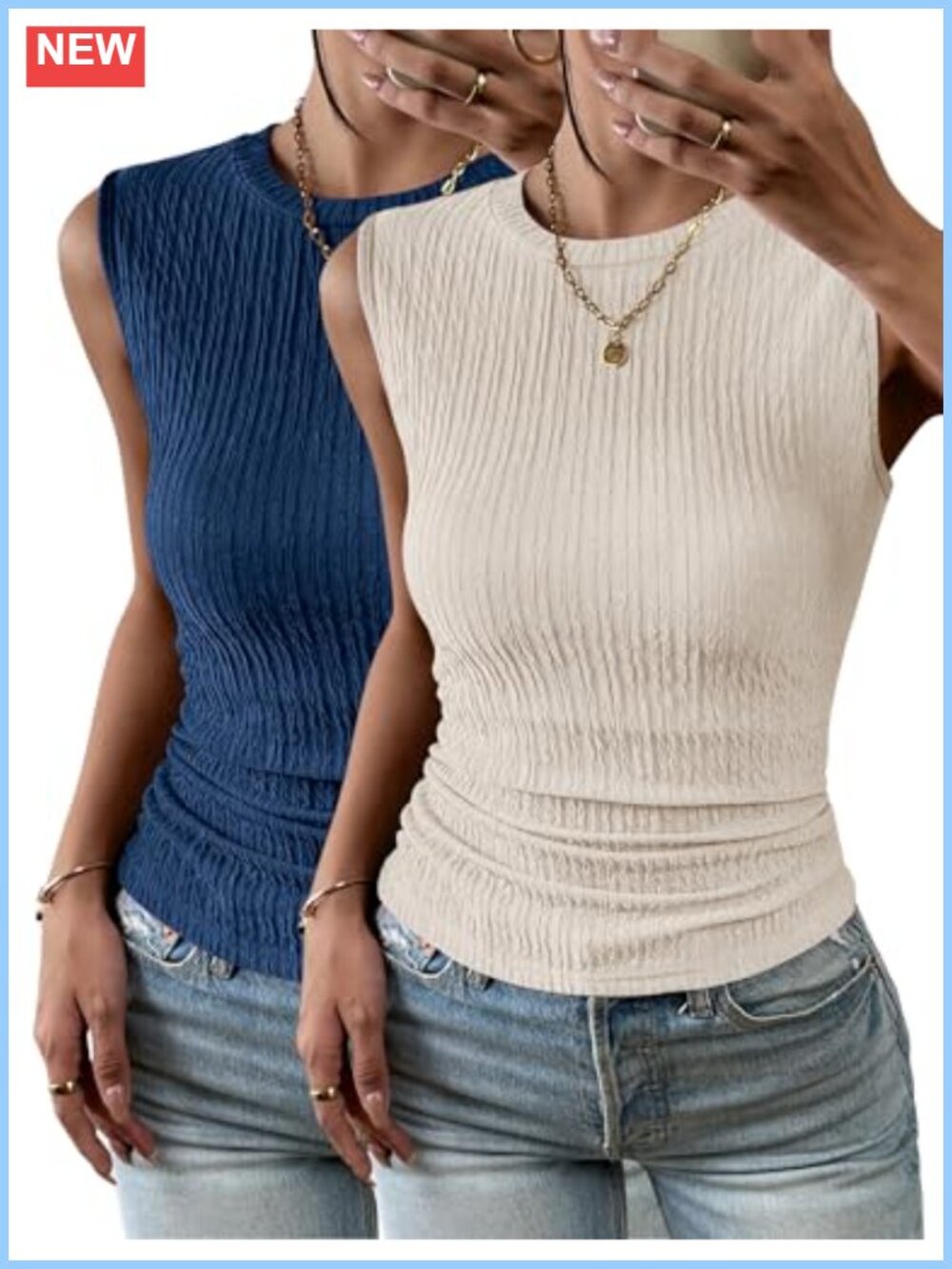 High Neck Tank Top Ribbed Knit Slim Fit Sleeveless Casual Basic Womens Tops